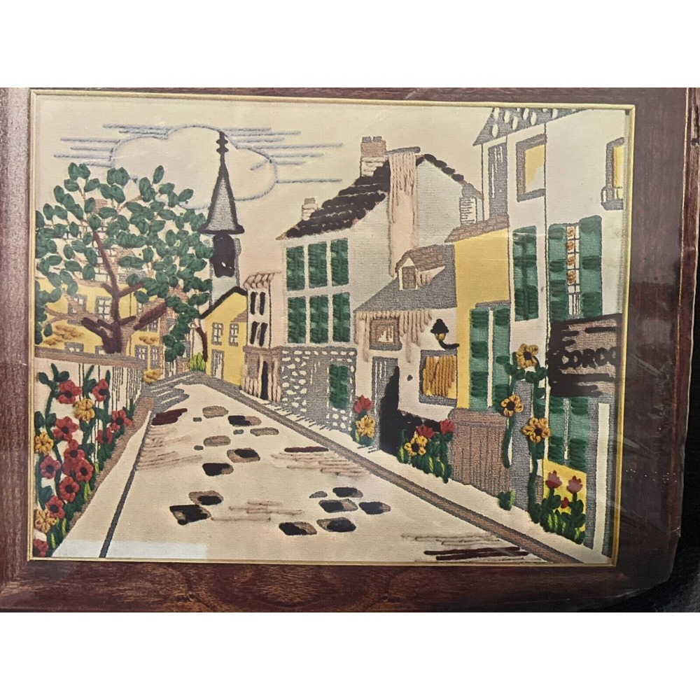 Crewel Creative Stitchery Kit PARISIAN STREET 339C Vtg Needle Painting Vtg USA